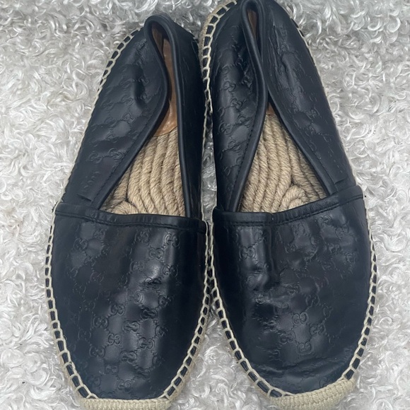 Gucci GG Monogram Leather Espadrilles Black - Picture 1 of 13